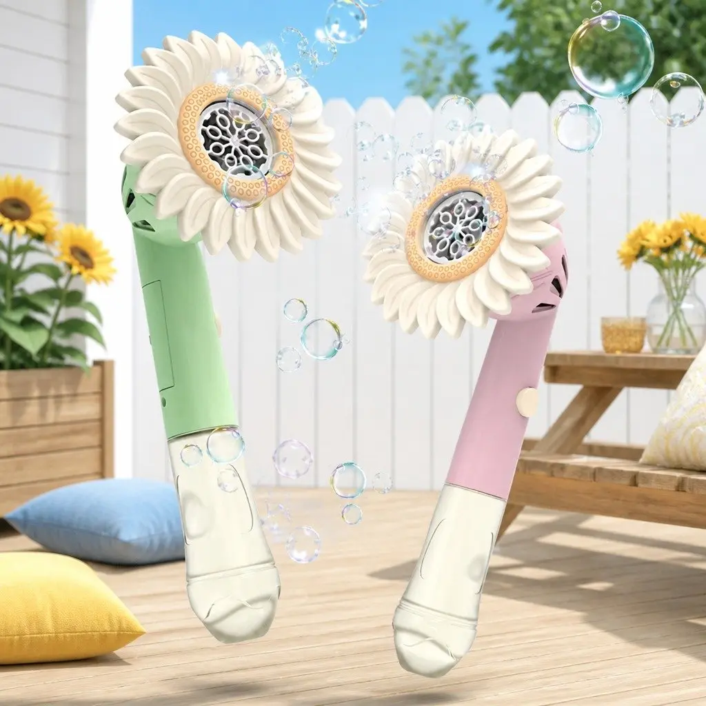 Bubble Toy ABS 32.8cm x 14.6cm Green Handheld Bubble Machine Sunflower Outdoor Fun
