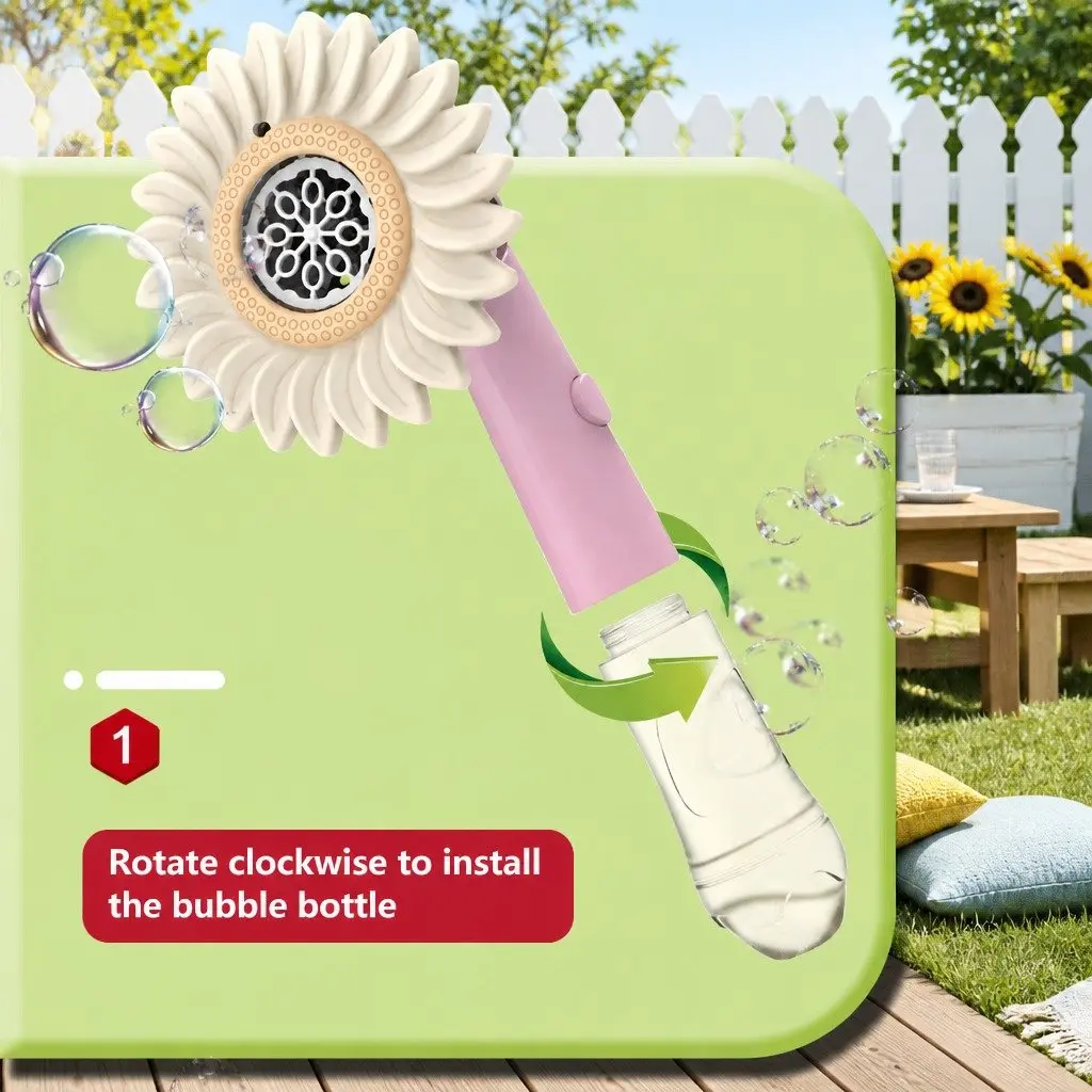 Bubble Toy ABS 32.8cm x 14.6cm Green Handheld Bubble Machine Sunflower Outdoor Fun