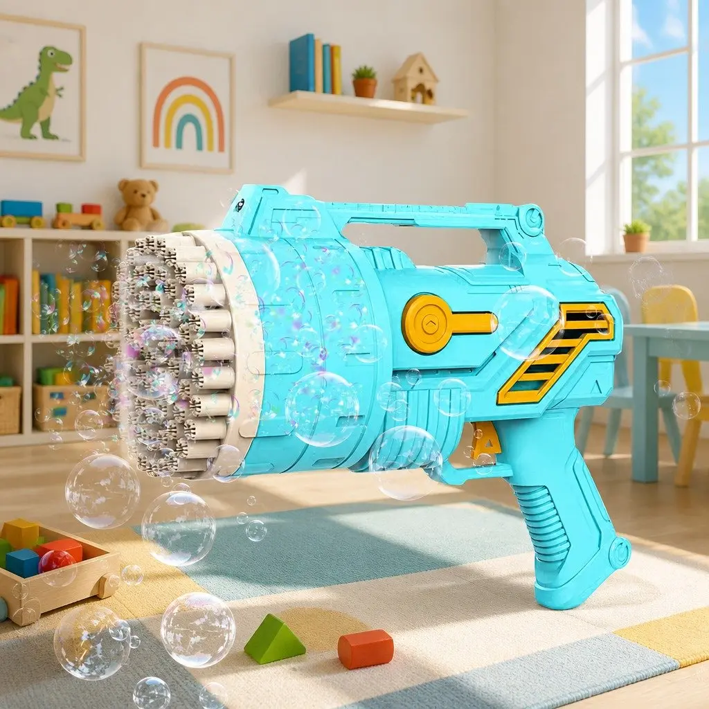 Bubble Gun Toy Plastic Blue 69 Holes