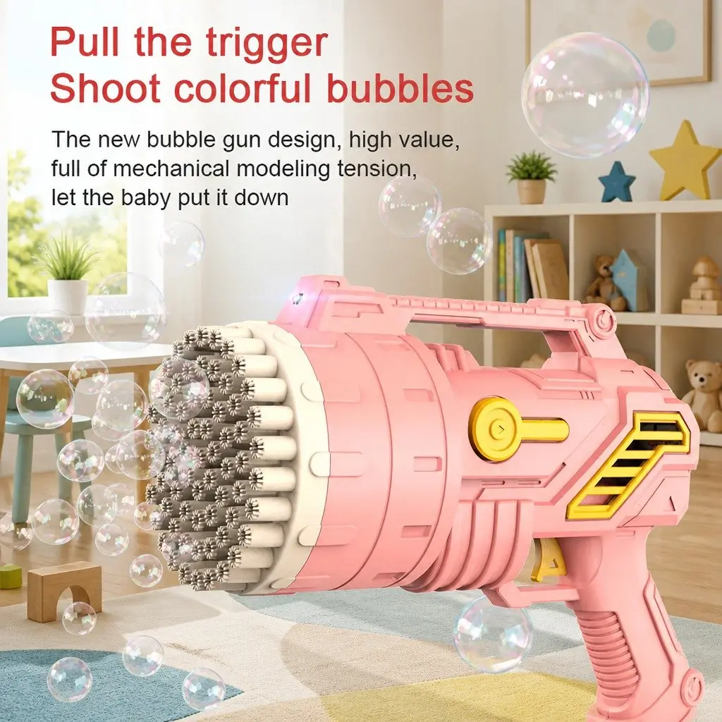 Bubble Gun Toy Plastic Blue 69 Holes
