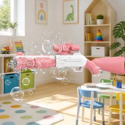 Hand-Held Electric Bubble Spray Gun 10-Hole in Pink