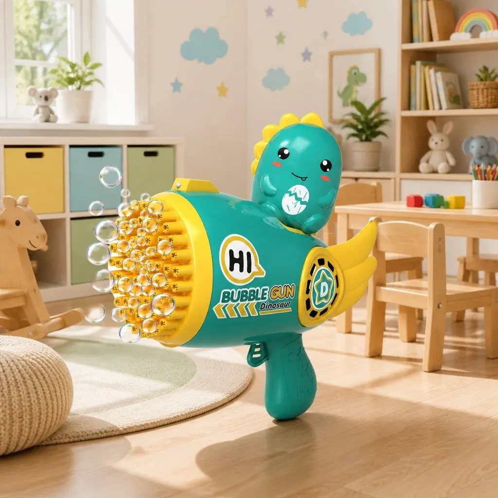 Bubble Toy ABS 24x14.8x24cm Green Automatic 69-Hole Cartoon Machine