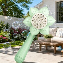Bubble Gun Toy Sunflower Stick Shower Machine 23 Hole Children's Toy Green