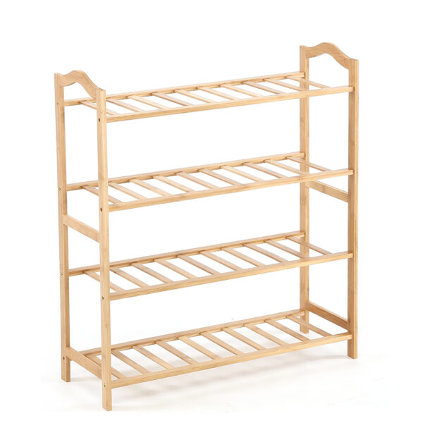 Aplusliving-Natural Bamboo Shoe Rack Storage Organizer with PVC Mats for Hallway Bedroom 70c