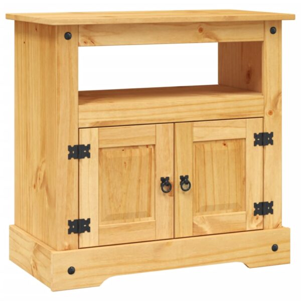 Aplusliving-Rustic Mexican  Solid Pine Wood TV Stand Cabinet with Storage Shelf