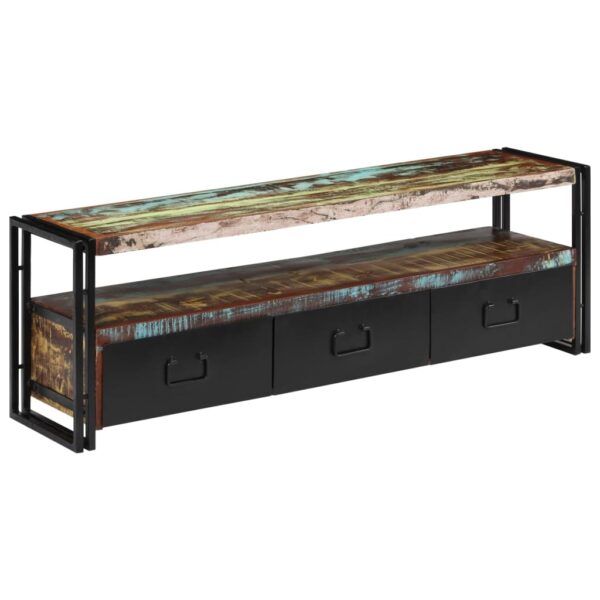 Aplusliving-Vintage Industrial Solid Wood Media Console with Storage Drawers and Shelf