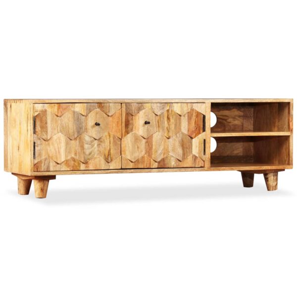 Aplusliving-Solid Mango Wood TV Cabinet Rustic Lowboard Media Console Storage Organizer