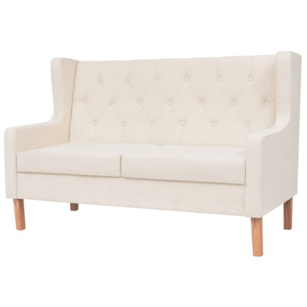 Aplusliving-Comfortable Cream White Fabric Loveseat Sofa Cozy Upholstered Easy Assembly