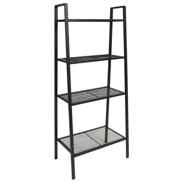 Aplusliving-Modern Metal Ladder Bookcase 4-Tier Display Storage Shelving Unit Black Decor