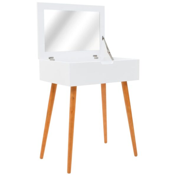 Aplusliving-Elegant White Vanity Makeup Dressing Table Set with Lift-Up Mirror Storage