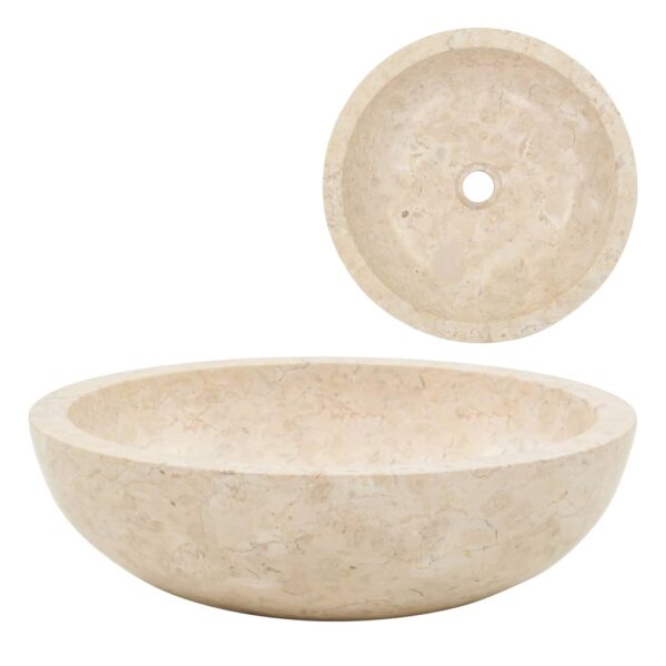 Aplusliving-Natural River Stone Marble Cream Sink Handmade Rustic Bathroom Basin Chic Decor