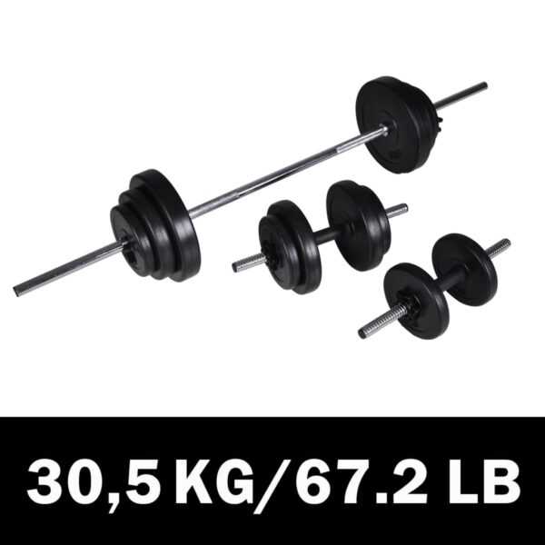 Aplusliving-Adjustable Home Gym Fitness Weight Set Chrome Barbell Dumbbell Workout Exercise