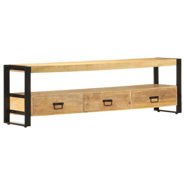 Aplusliving-Rustic Solid Mango Wood TV Stand Media Console with Storage Drawers & Shelf