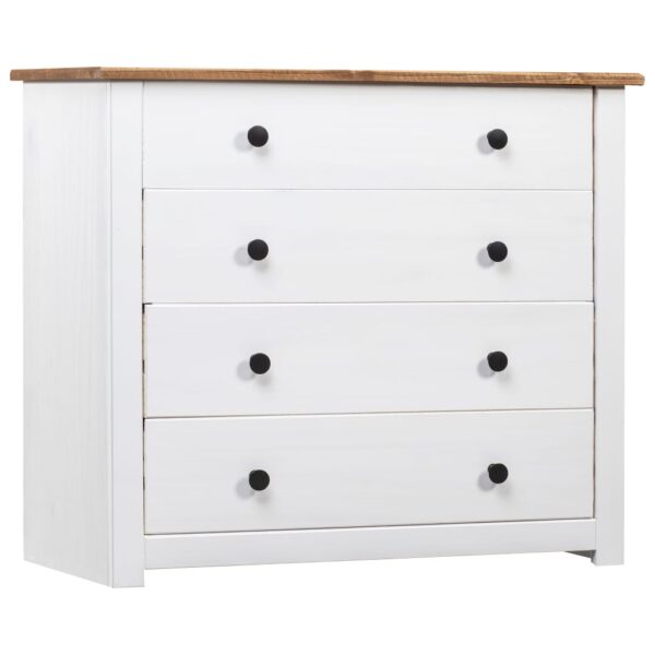 Aplusliving-Chic White Solid Pine Wood Side Cabinet with 4 Drawers Storage Telephone Stand