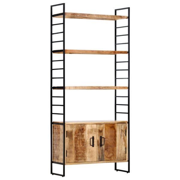 Aplusliving-Industrial  Wooden Bookcase with Shelves and Doors Storage Display Organizer