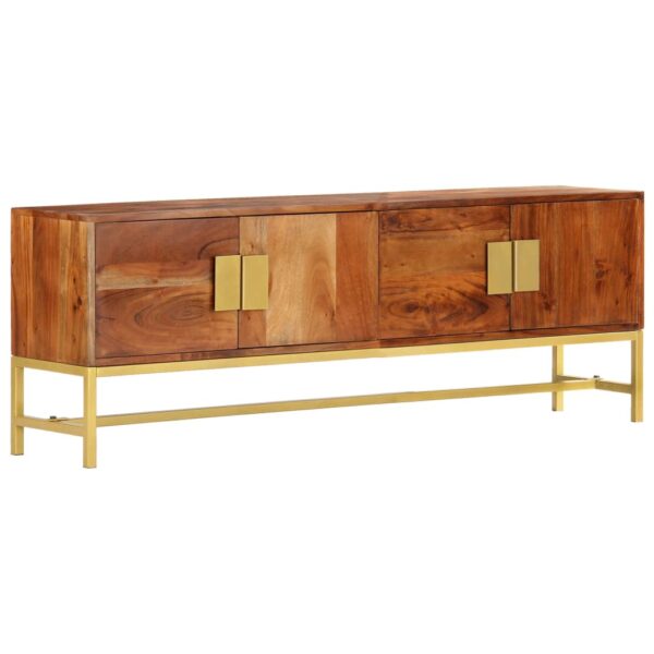 Aplusliving-Solid Acacia Wood TV Cabinet Rustic Charm Spacious Storage Polished Finish