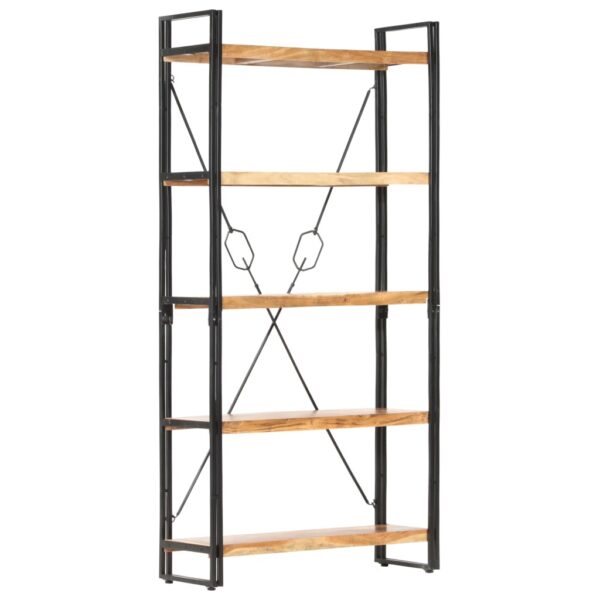 Aplusliving-Solid Acacia Wood Industrial  5-Tier Bookshelf Storage Display Unit