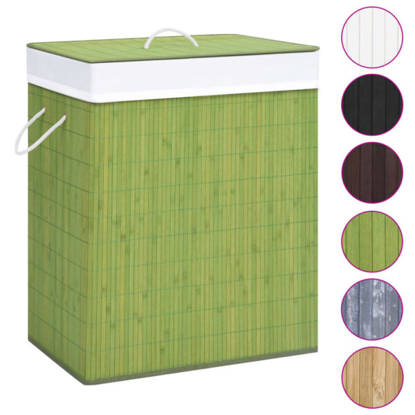 Aplusliving-Green Bamboo Laundry Basket with Single Section  Removable Liner  Lightweight  P