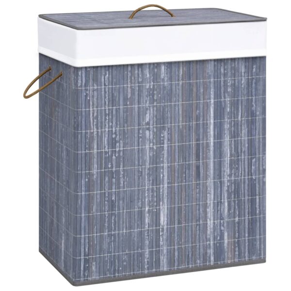 Aplusliving-Grey Bamboo Laundry Basket with Single Section  Removable Liner  Lightweight  Po