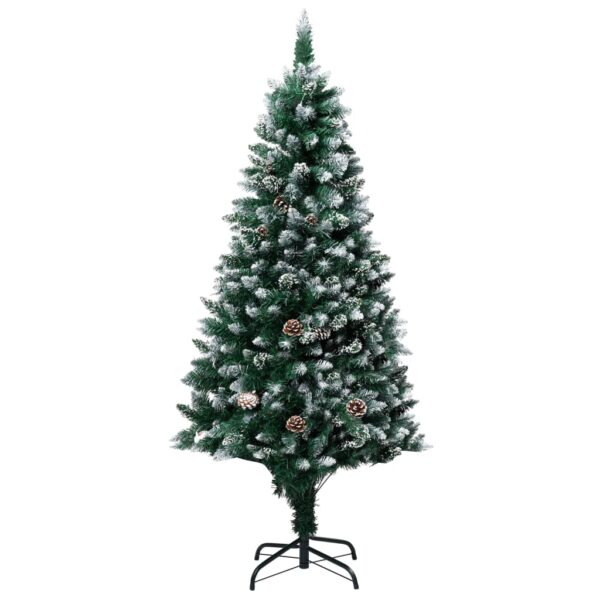 Aplusliving-Artificial Christmas Tree with Pine Cones and Snow Tips  Lifelike Green and Whit