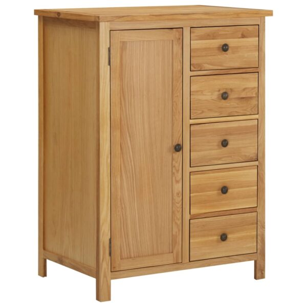 Aplusliving-Wardrobe Solid Oak Wood 76x52x105 cm Rustic Charm Bedroom Storage 1 Door 5 Drawe