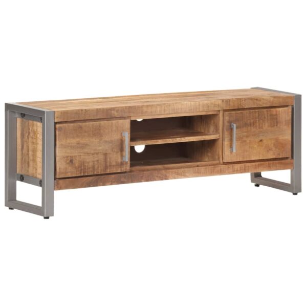 Aplusliving-Industrial  Rough Mango Wood TV Cabinet with Iron Frame and Ample Storage Space