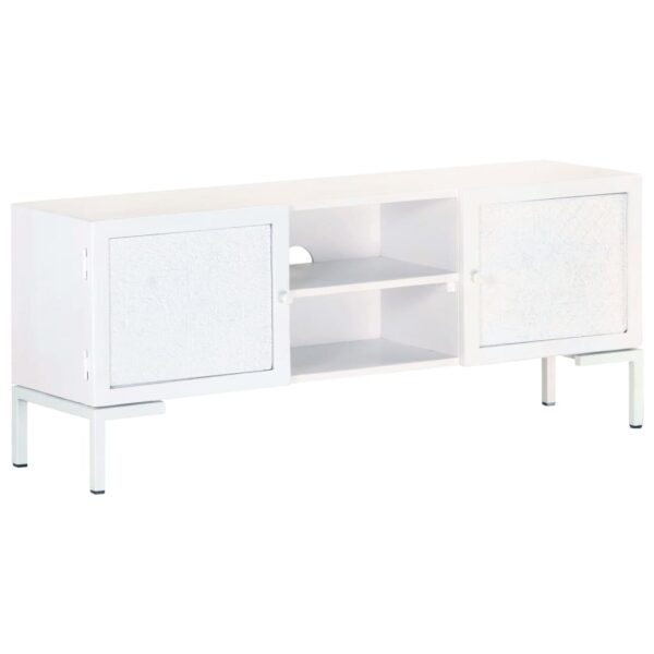 Aplusliving-Solid Mango Wood TV Cabinet in White - Industrial   Durable  with Ample Storage