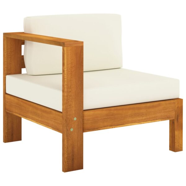 Aplusliving-Outdoor Garden Patio Acacia Wood Sofa Chair Cream White Cushion Comfort Lounge