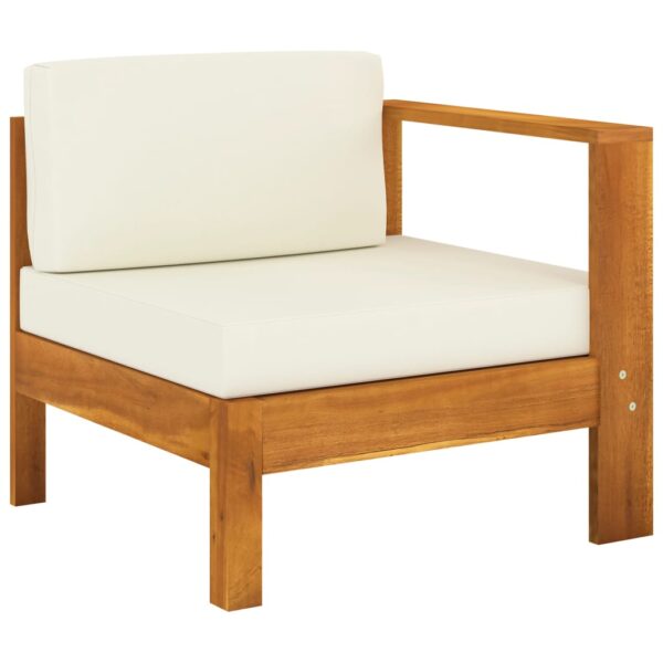 Aplusliving-Outdoor Garden Patio Acacia Wood Sofa Chair with Cream Cushions and Armrest