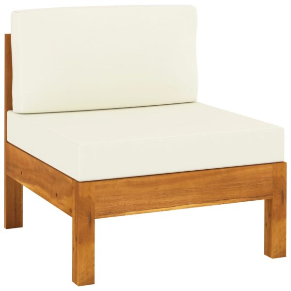 Aplusliving-Outdoor Garden Patio Acacia Wood Middle Sofa Cream White Cushions Comfort Lounge