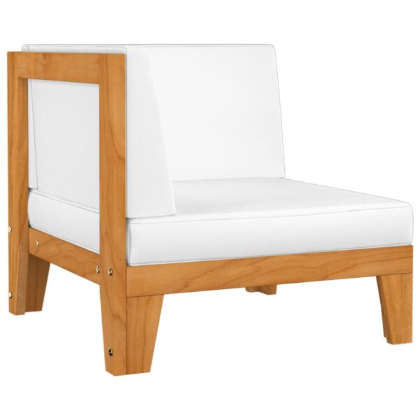 Aplusliving-Sectional Corner Sofa Cream White Cushions Solid Acacia Wood Outdoor Furniture