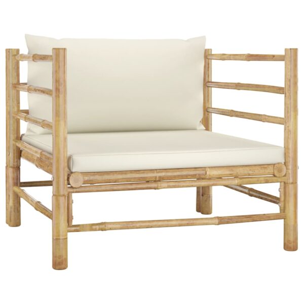 Aplusliving-Bamboo Outdoor Garden Sofa Patio Furniture with Cream White Cushions Comfort