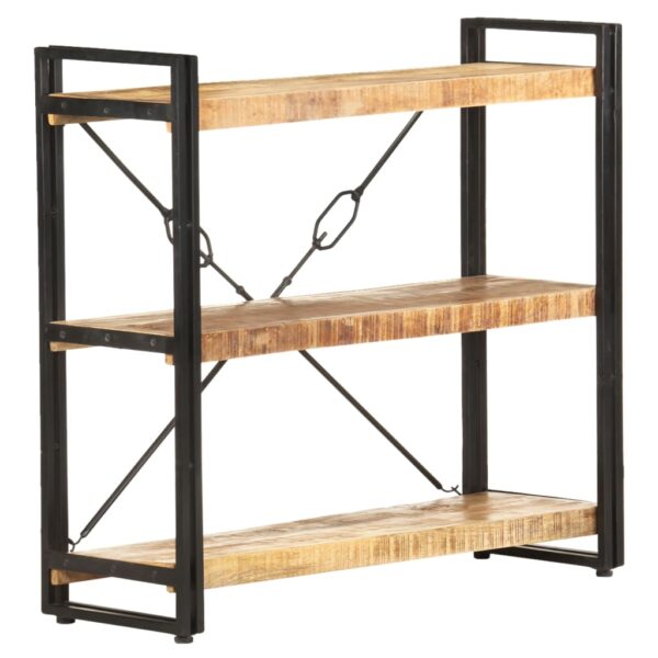 Aplusliving-Solid Mango Wood 3-Tier Bookcase Industrial  Sturdy Steel Frame Retro Look