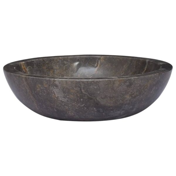 Aplusliving-Chic Grey Marble Wash Basin Round Handmade Elegant Bathroom Vessel Sink