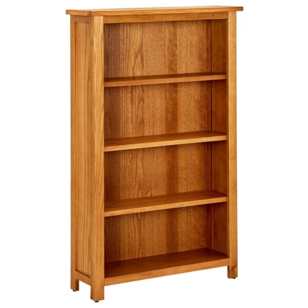 Aplusliving-Solid Oak Wood 4-Tier Bookcase Rustic Charm Durable Sturdy Minimal Maintenance