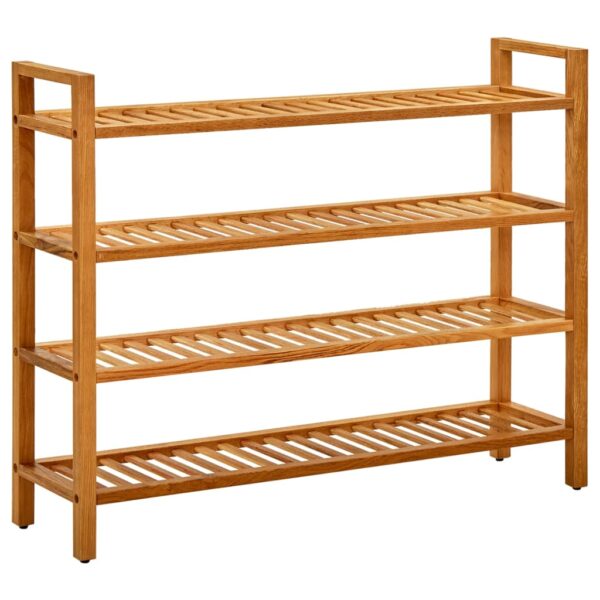 Aplusliving-Solid Oak Wood Shoe Rack with Four Shelves - Compact Design  Easy to Move  Rusti