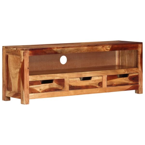 Aplusliving-Solid Acacia Wood TV Cabinet with Honey Touch Finish  Spacious Drawers and Shelf