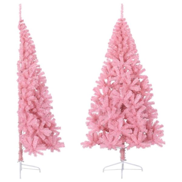 Aplusliving-Artificial Half Christmas Tree with Stand  Pink  180 cm  PVC Material  Bushy Des