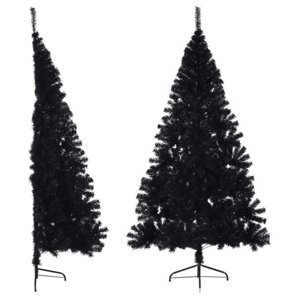 Aplusliving-Artificial Half Christmas Tree with Sturdy Steel Stand  Black  210 cm  PVC  Bush