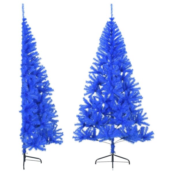 Aplusliving-Artificial Half Christmas Tree with Stand  Blue  240 cm  PVC  Steel  Bushy  Half