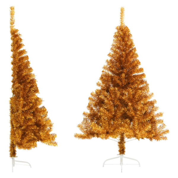 Aplusliving-Artificial Half Christmas Tree with Stand  Gold  180 cm  PET Material  Sturdy St