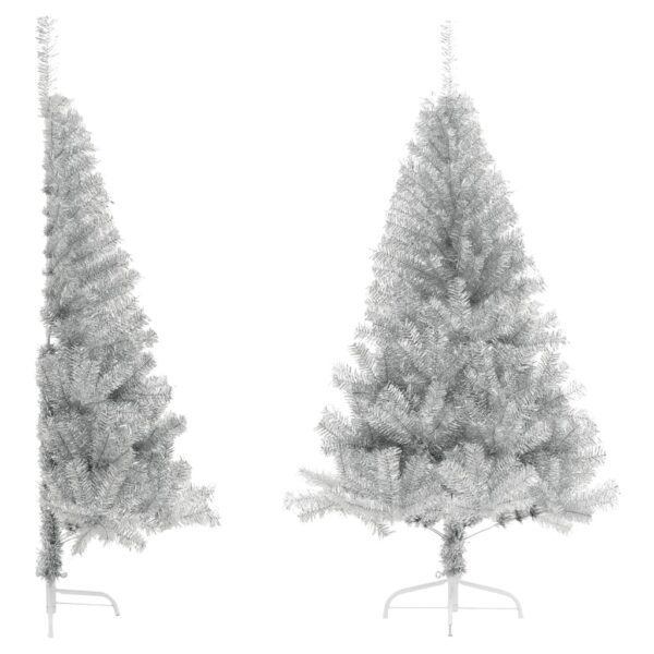 Aplusliving-Artificial Half Christmas Tree with Stand  Silver  180 cm  PET Material  Bushy