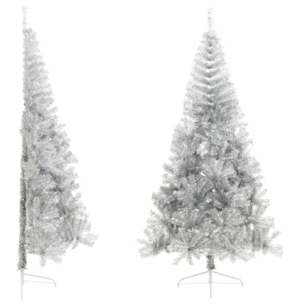 Aplusliving-Artificial Half Christmas Tree with Stand  Silver  210 cm  PET Material  Space S