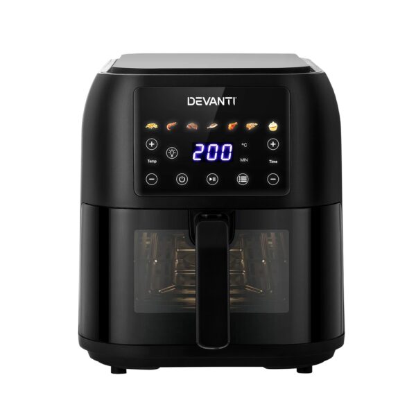 Aplusliving-Air Fryer 8L LCD Touch Control Panel Non-Stick Black 1700W 7 Presets Dishwasher