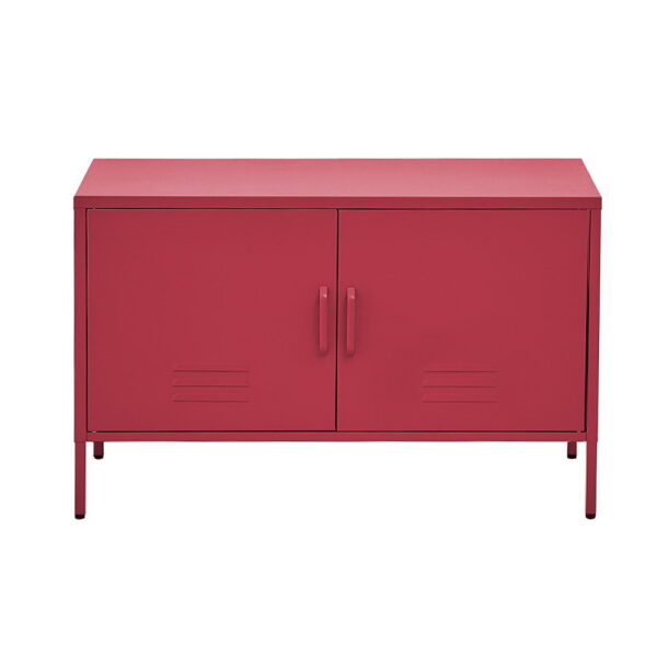 Aplusliving-Modern Pink Metal Buffet Sideboard Storage Cabinet with Shelf Hooks