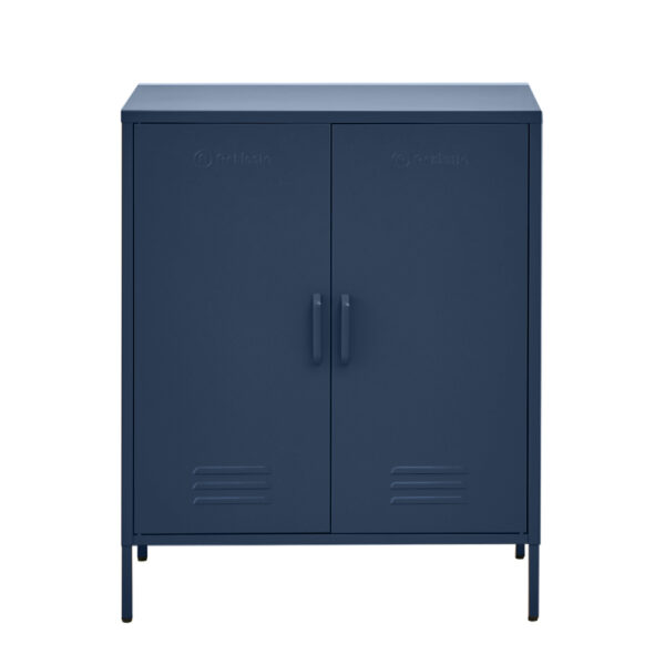 Aplusliving-Modern Blue Metal Buffet Sideboard Storage Cabinet with Shelves