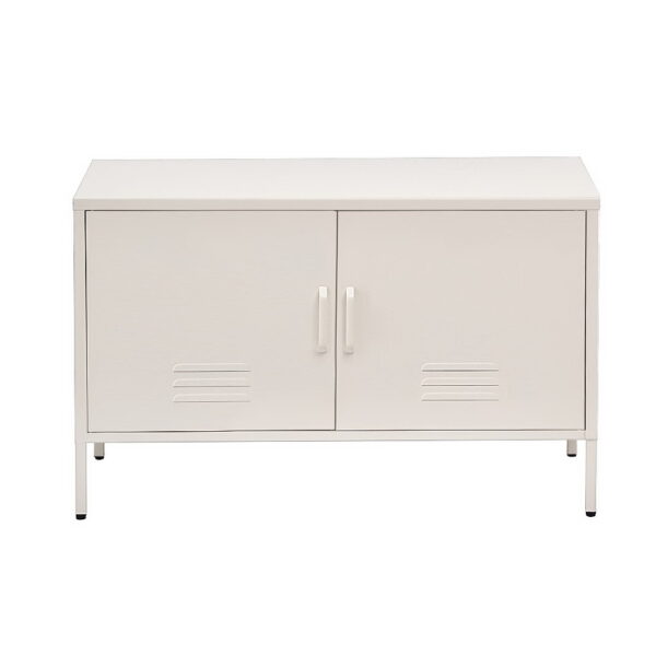 Aplusliving-Modern White Metal Buffet Sideboard Storage Cabinet with Shelves