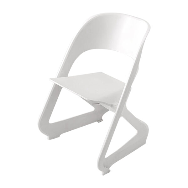 Aplusliving-Set of 4 White Plastic Dining Chairs Modern Stackable Cafe Lounge Seats