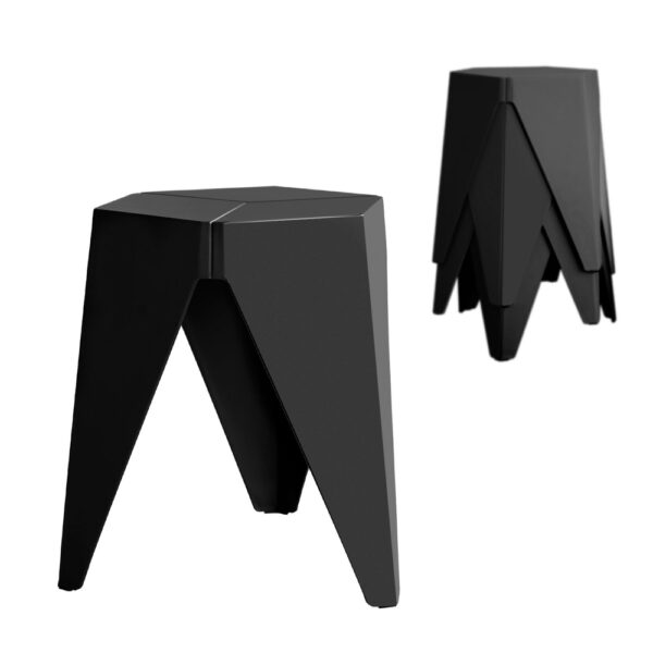 Aplusliving-Stackable stools black 4pcs modern design versatile indoor outdoor use