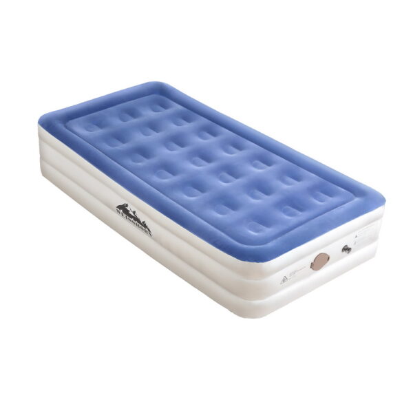 Aplusliving-Single Air Mattress Flocked Surface Built-in Pump Rapid Inflation Indoor Outdoor